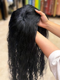 کلاه گیس پروتز کفسری فر مشکی طبیعی