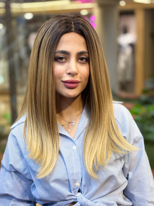 کلاه گیس وارداتی فرق متحرک کف پوستی رنگ امبره