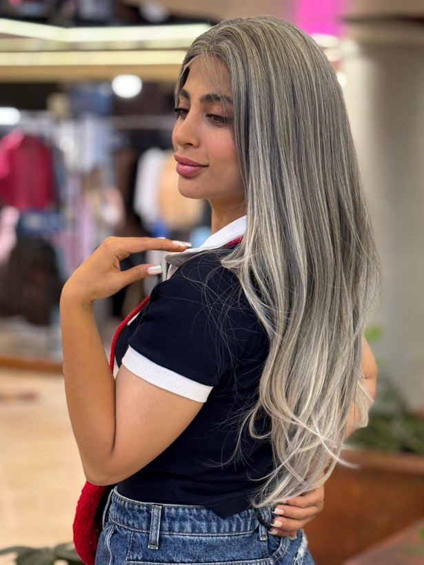 کلاه گیس وارداتی فرق متحرک کف پوستی نقره ایی