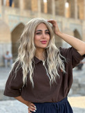 کلاه گیس وارداتی فرق ثابت کف پوستی حالتدار لایت بلوند