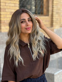 کلاه گیس وارداتی فرق ثابت کف پوستی حالتدارآمبره بلوند